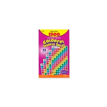 Trend Enterprises Trend Colorful Sparkle Smiles SuperSpots Stickers Value Pack, 1300 Stickers/Pack T46909